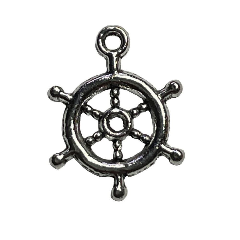 Ship Wheel Pendant Silver Tone Charm Bracelet Necklace Jewelry Craft Dangle u Na